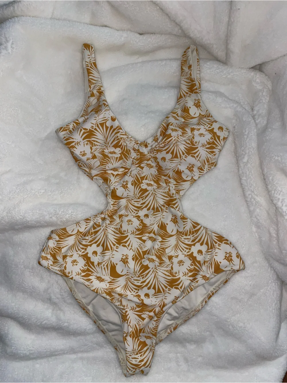 L*space lspace X Anthropologie yellow and white floral Monaco One Piece Swimsuit